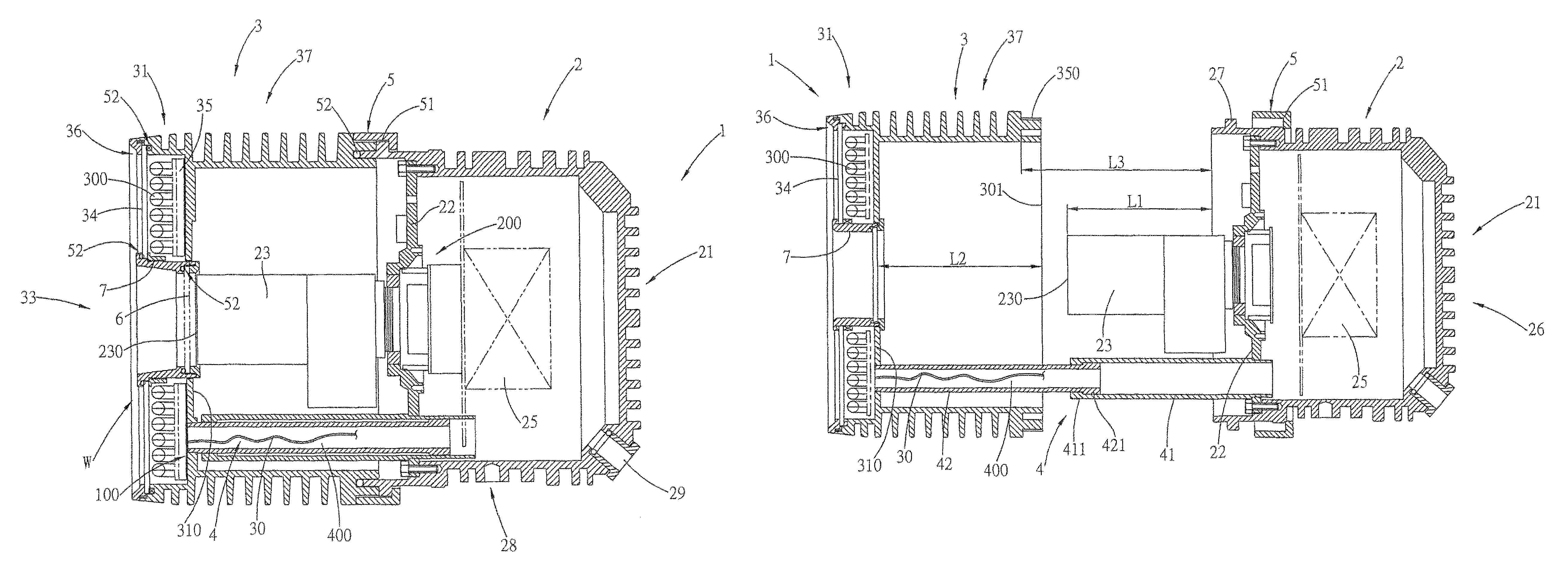 Split mechanism for a coaxial photographing device