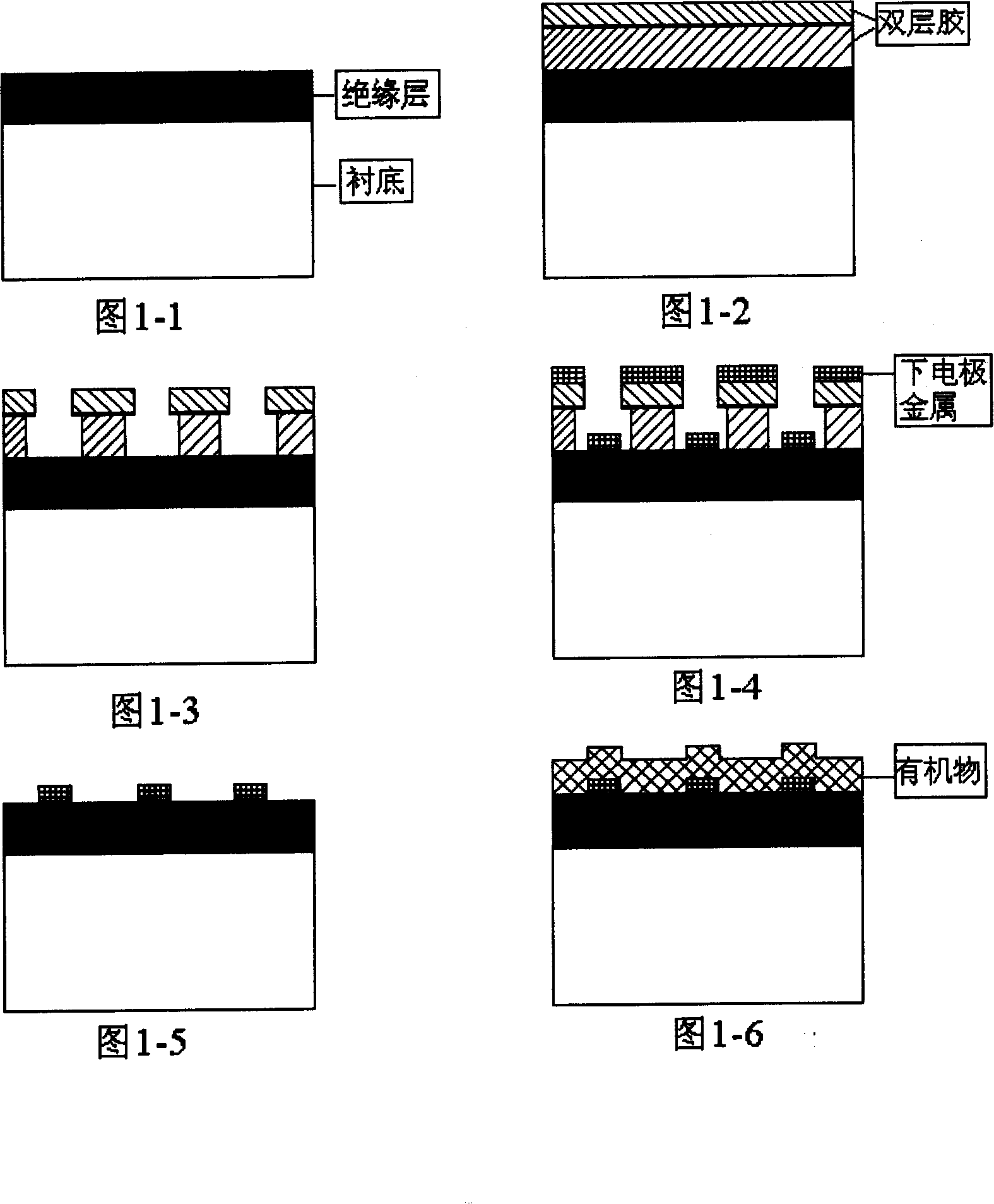 Process for producing nano-scale cross lines array structure organic molecule device