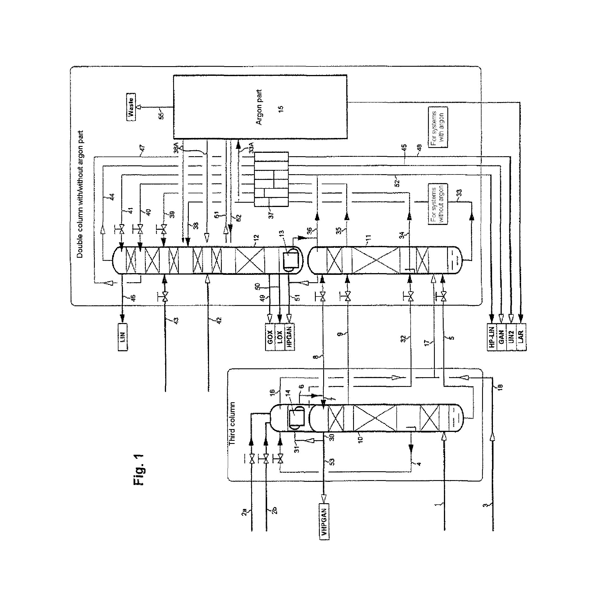 Method and device for low-temperature air separation