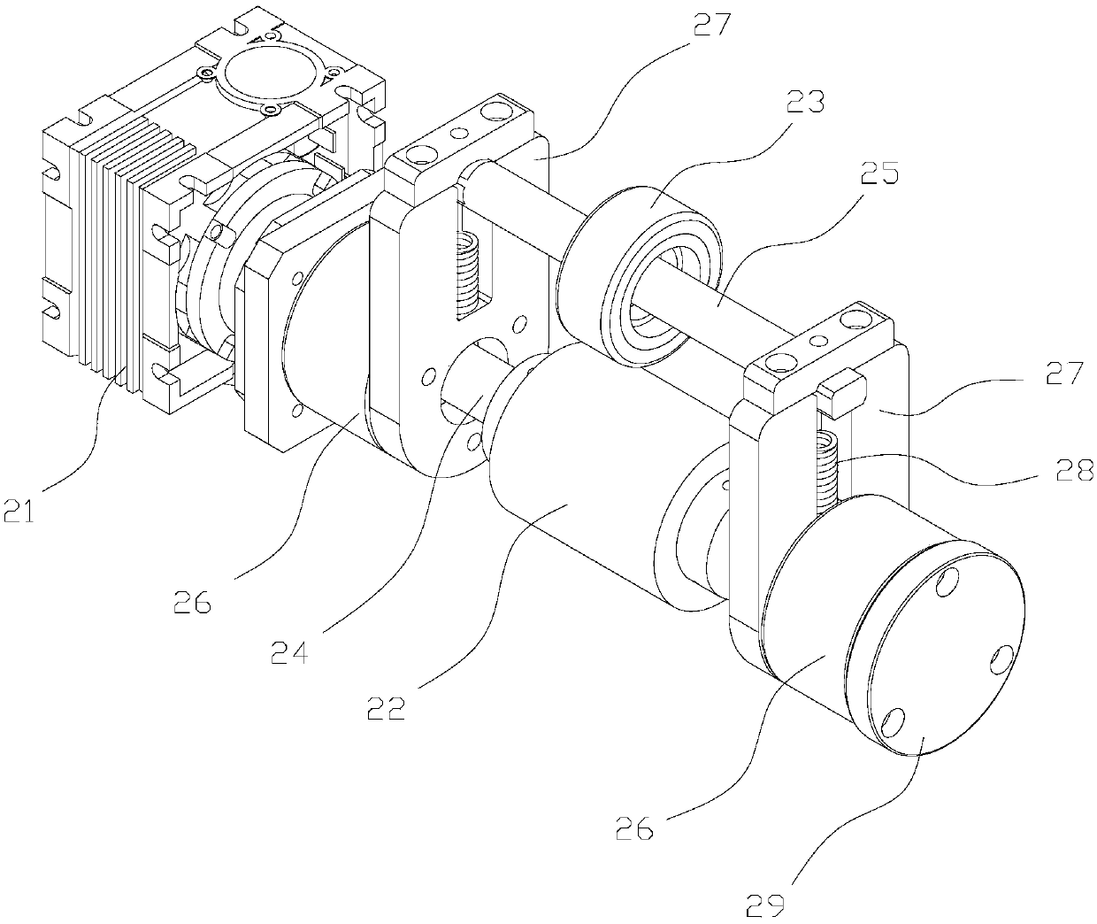 Fully closed type in-pipe traction mechanism