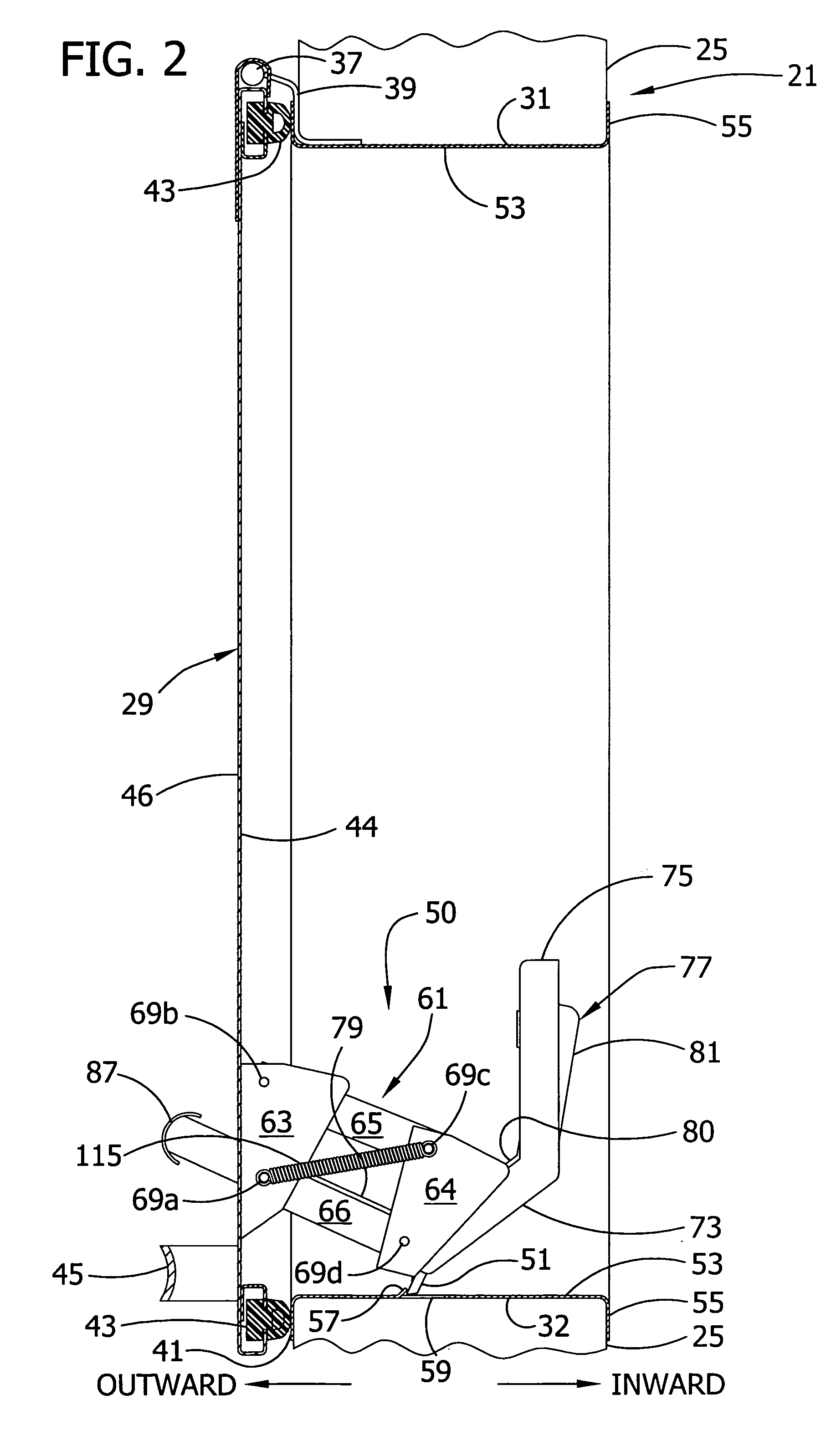 Mine door system with trigger-actuated latch mechanism