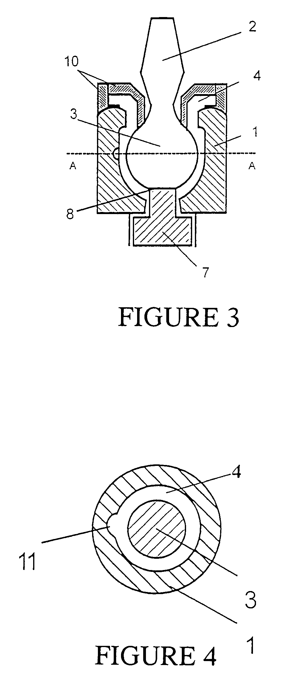 Two-component bearing shell for an injection-molded ball-and-socket joint