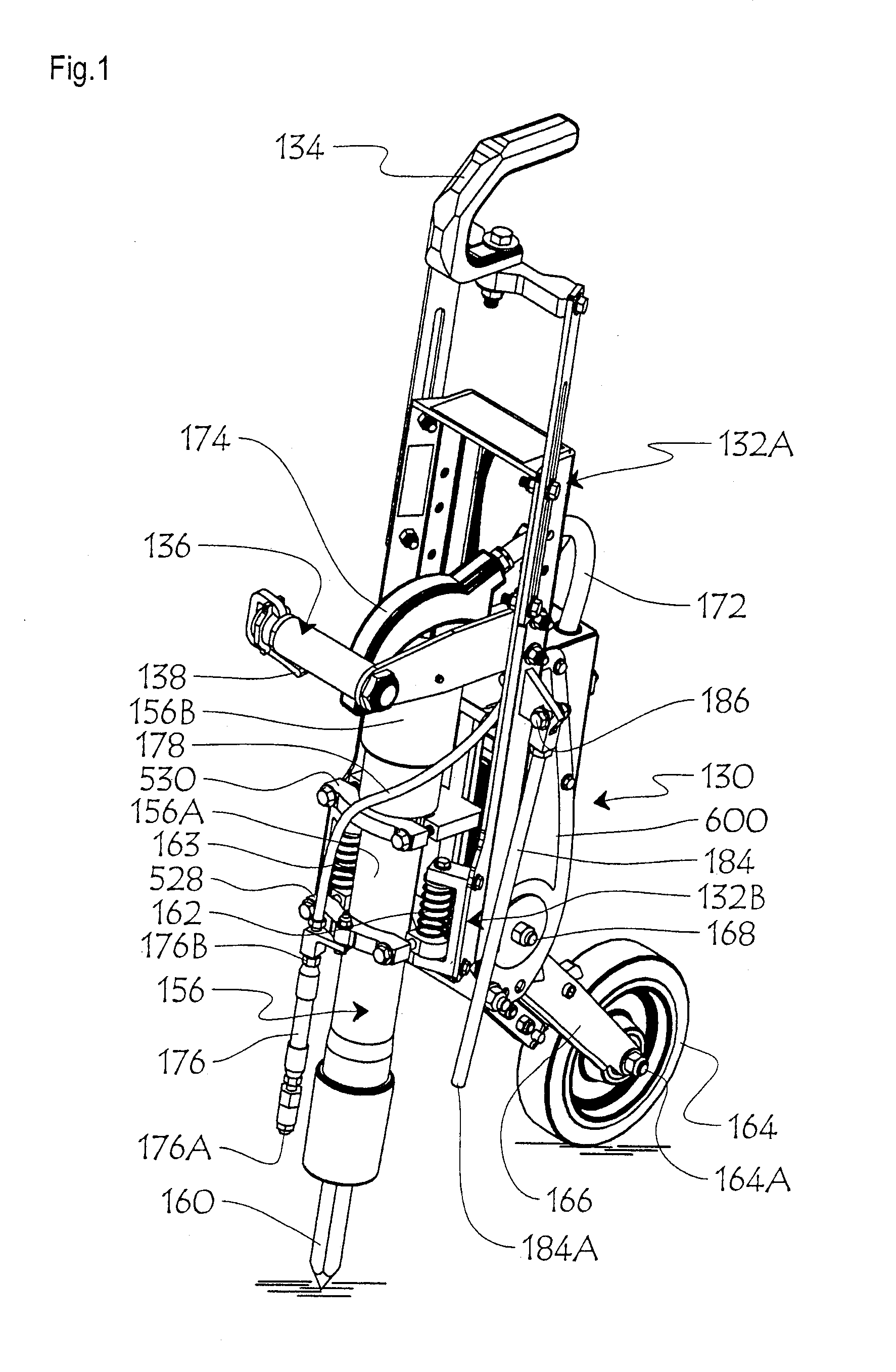 Hand-held ergonomic jackhammer holder for concrete floor chipping, jackhammer and holder assembly, and method of use thereof