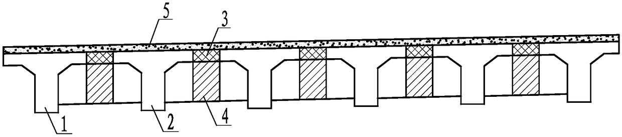 Pre-tensioning prestressed concrete short rib T-beam bridge and construction method thereof