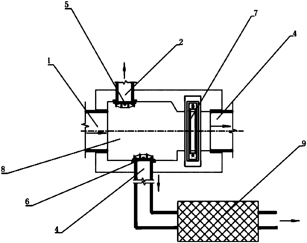 Drainage system with intercepting sewers and online processing facility and drainage control method