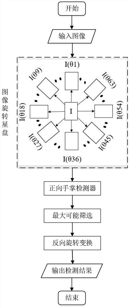 Rotating palm image detection method