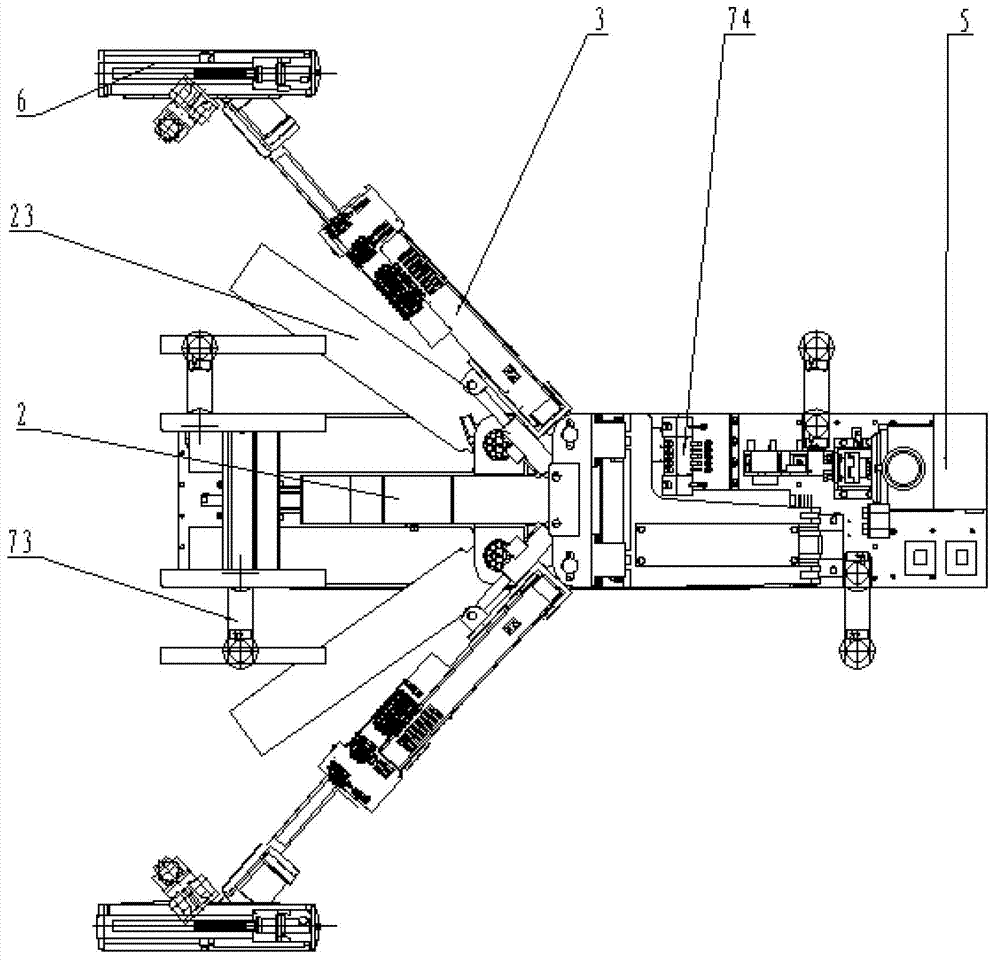 Narrow-machine-body full-hydraulic bolt and anchor cable drill carriage for coal mine tunnel