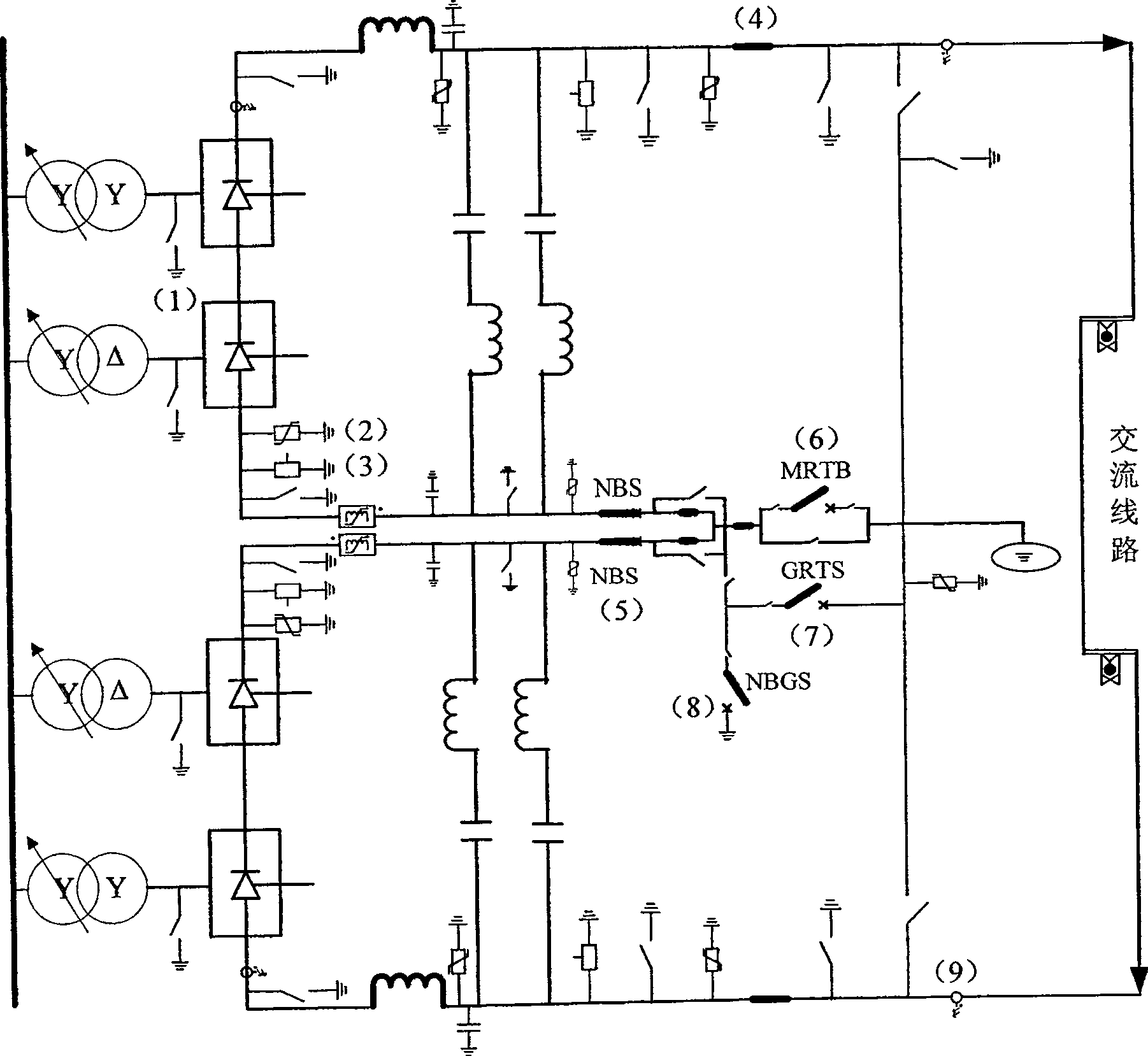 AC line-feeding deicing connection plan for current-exchanging station