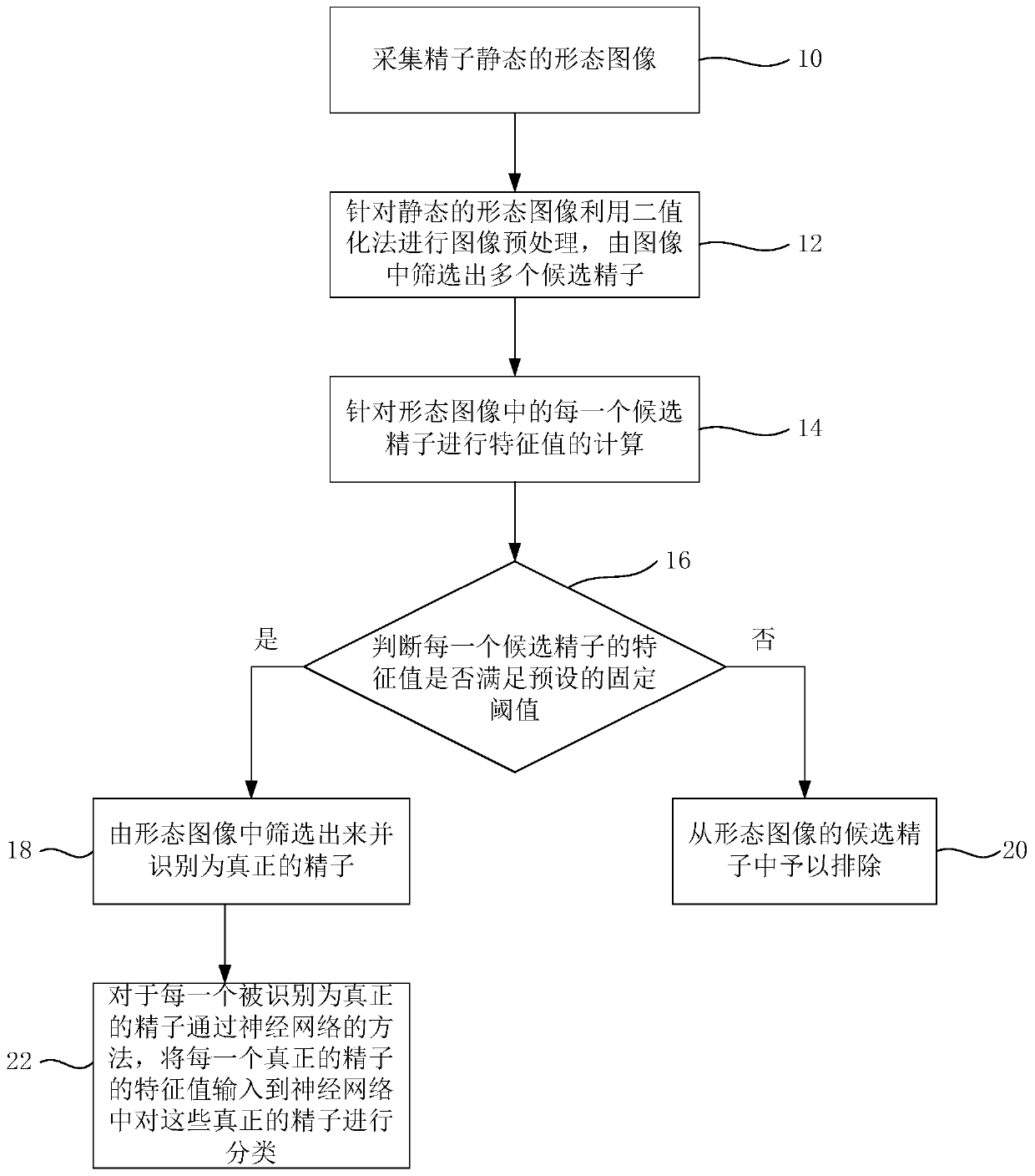 Method for identifying and classifying sperms in morphological image