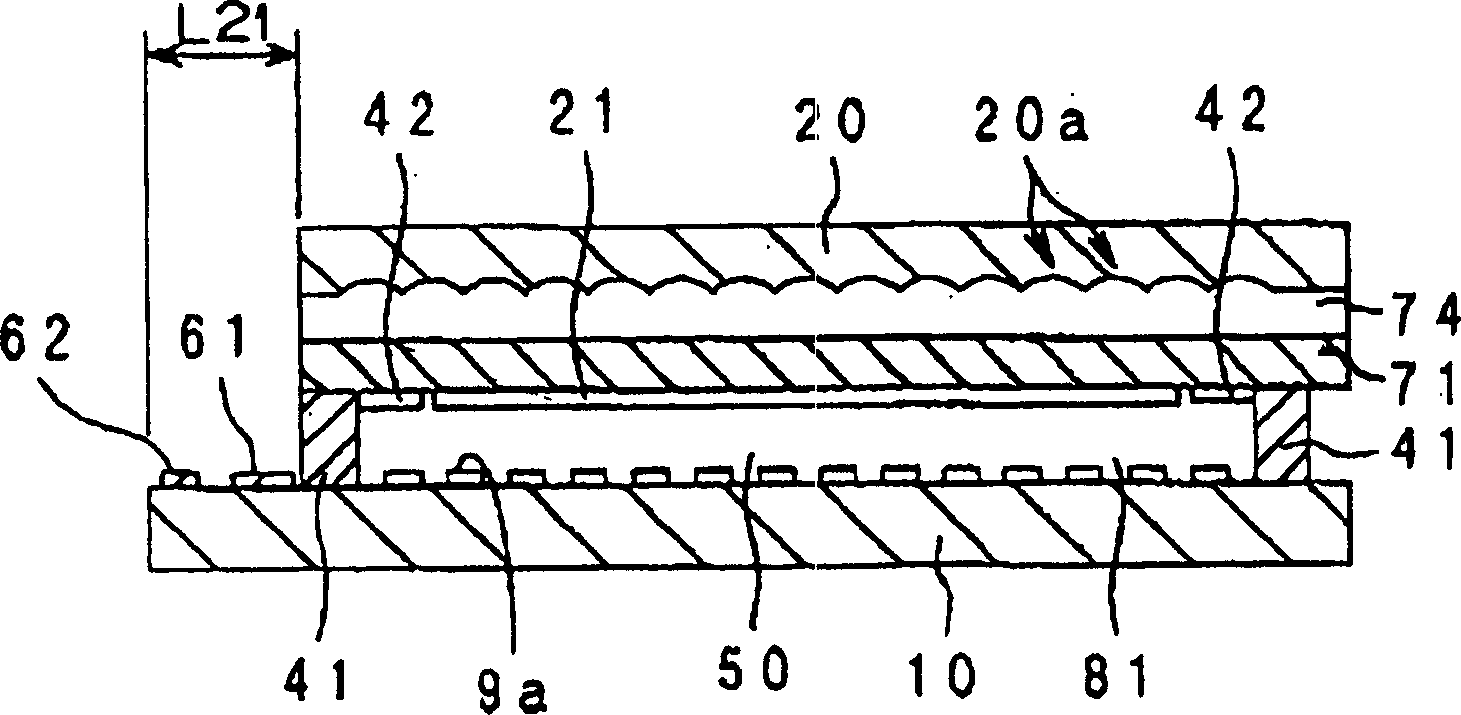 Photoelectric device and its manufacture, substrate cutting method and substrates for photoelectric devices