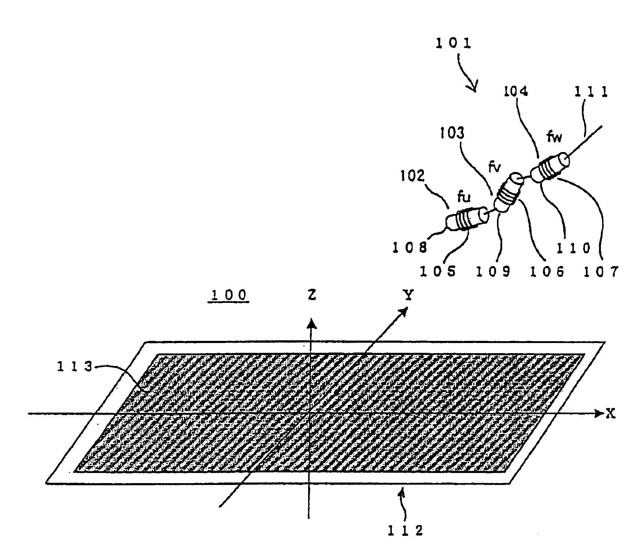 Three-dimensional information detecting system, three-dimensional information detecting device and input device for three-dimensional information detecting system