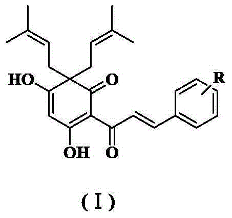 Quinoid chalcone compound with isopentenyl group at A ring, and preparation method and anti-inflammatory activity thereof