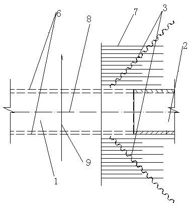 Protective structure and a protective construction method of an existing roadbed in culvert extension construction