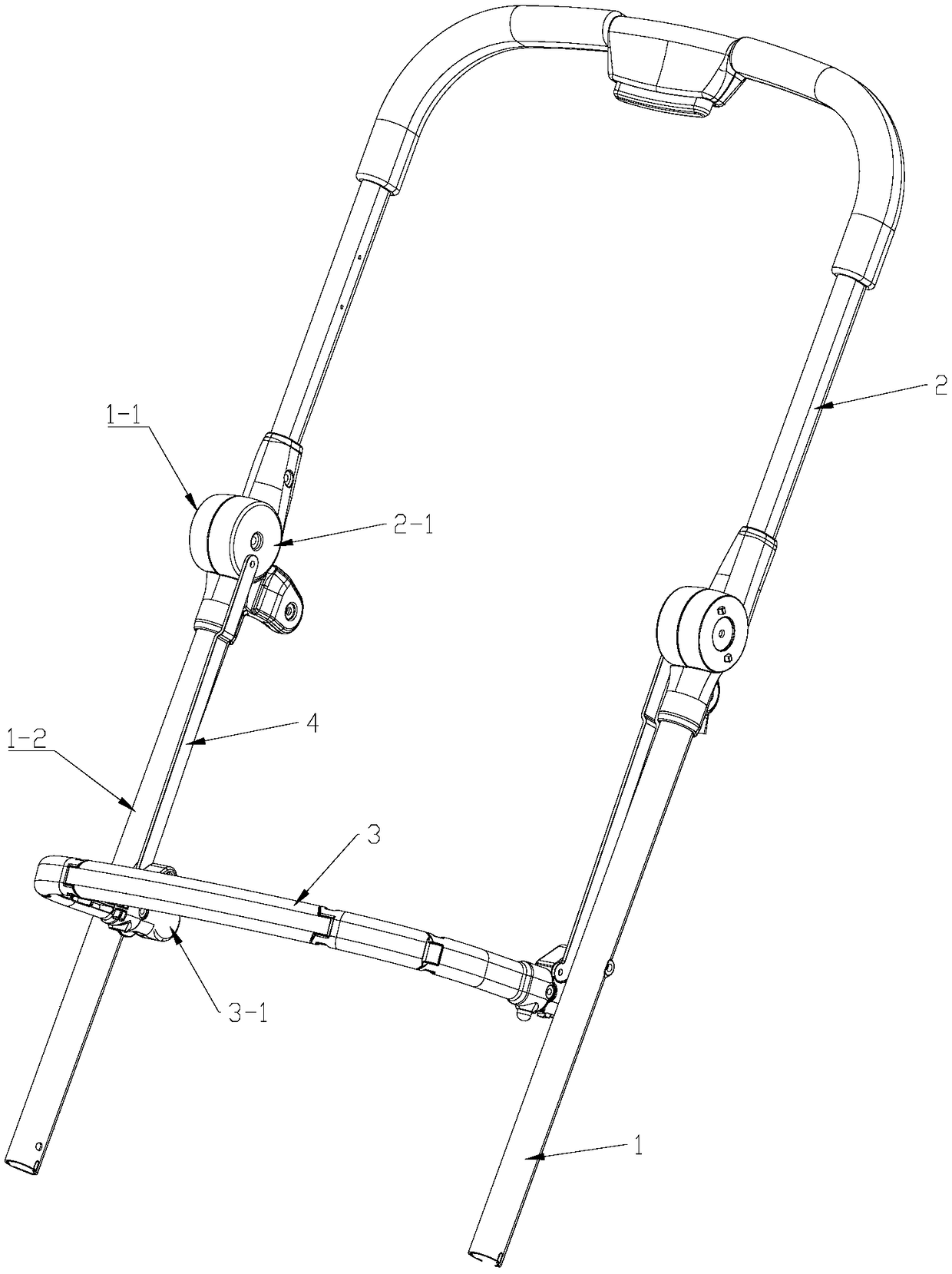 An infant trolley with automatically foldable front armrests