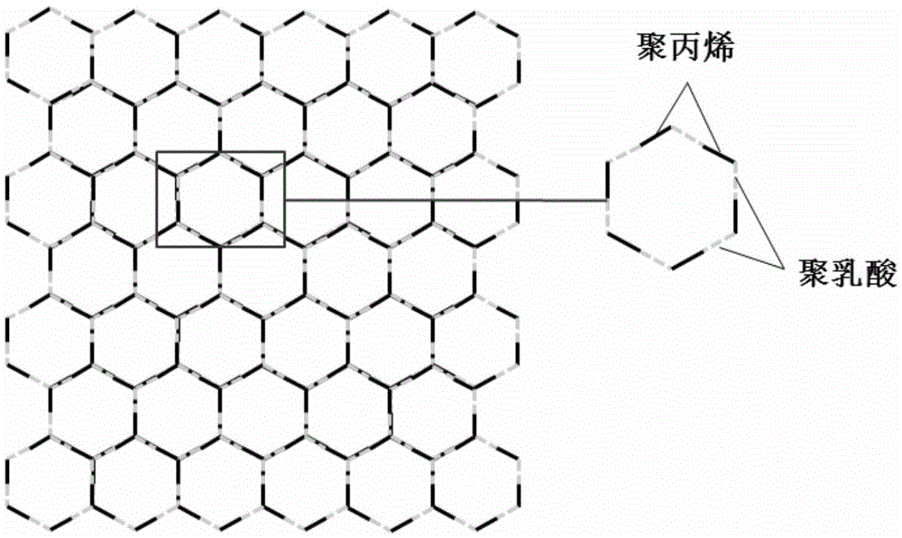 Polypropylene/polylactic acid interwoven composite pelvic floor mesh and preparation method thereof