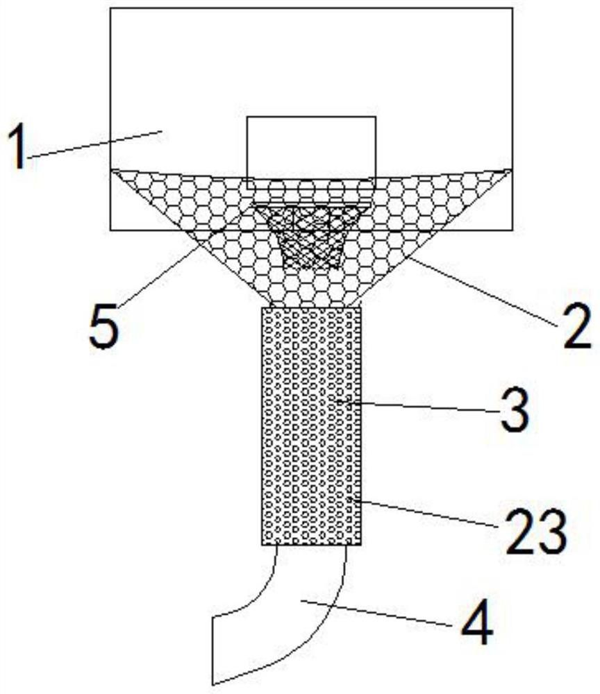 A shooting training basketball collecting and discharging device