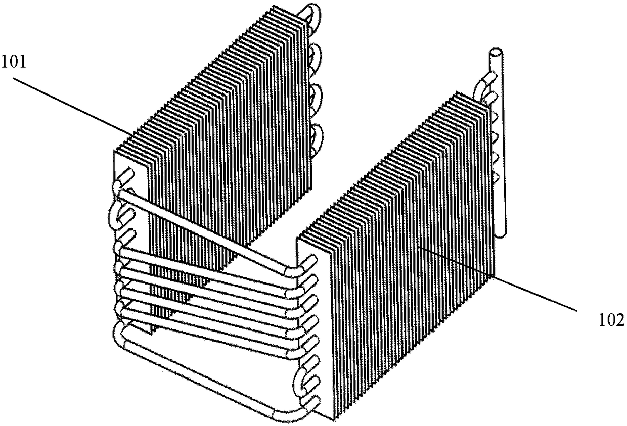 U-shaped heat pipe array device and air conditioning system including it