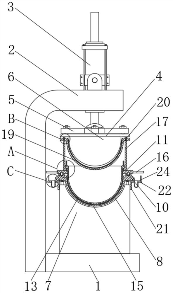 Auxiliary device for iron pan casting