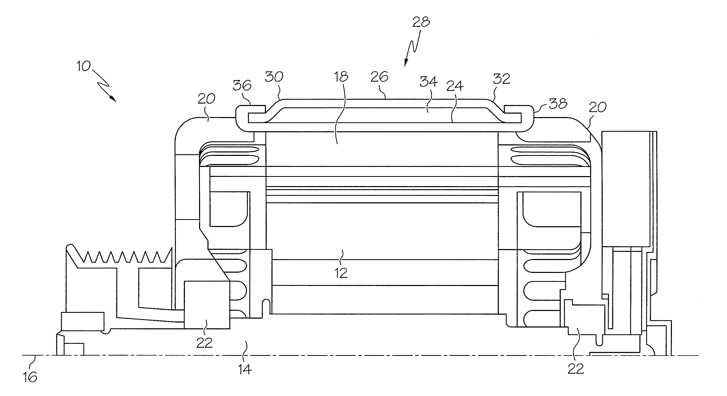 Liquid cooling system of an electric machine