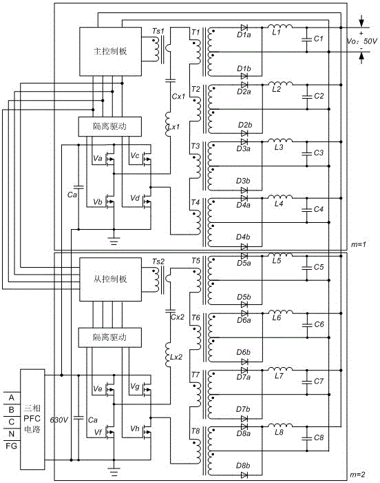 Hybrid series-parallel full-bridge circuit applicable to high-voltage or high-current output and control method for hybrid series-parallel full-bridge circuit