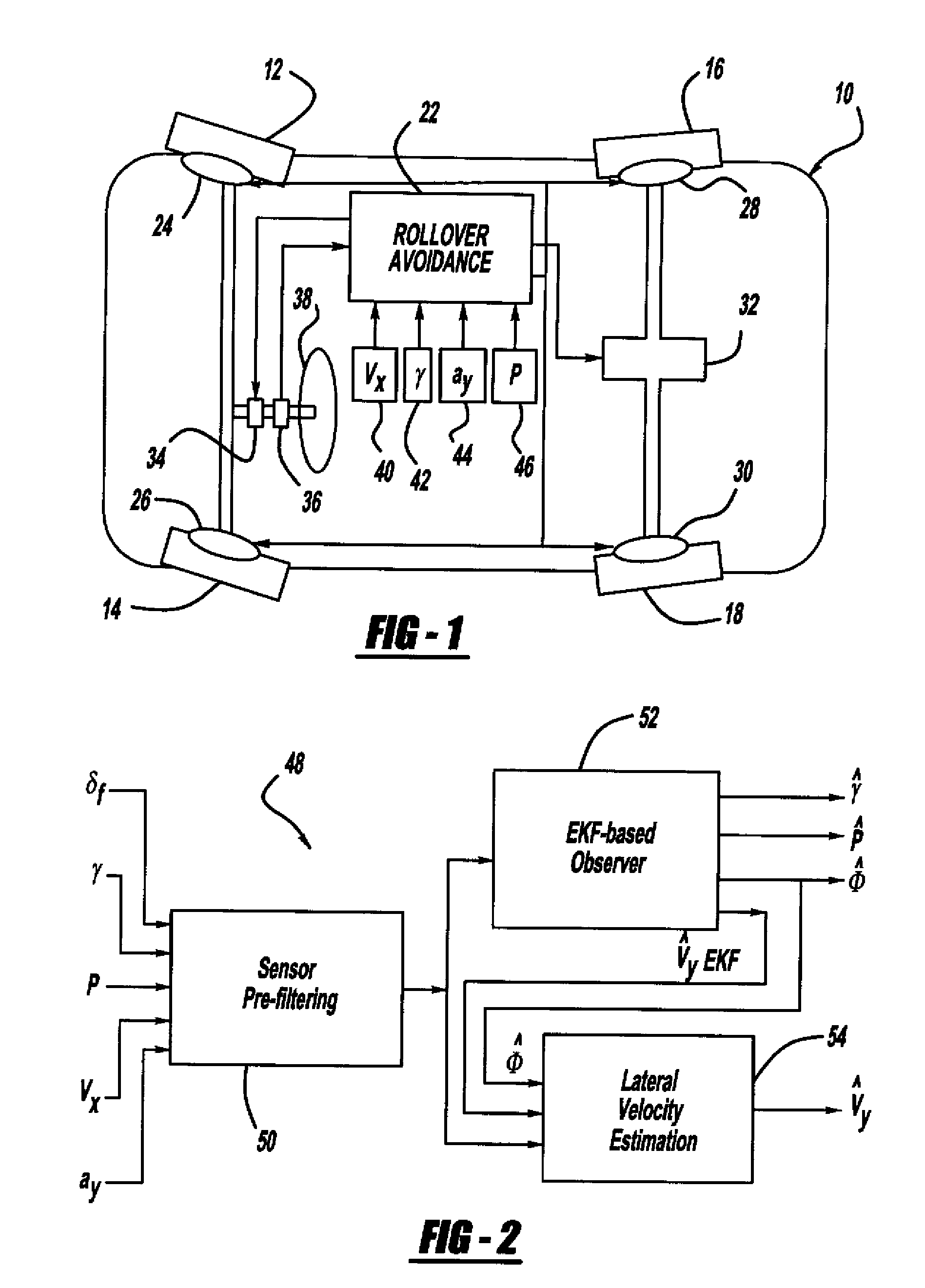 System for estimating vehicle states for rollover reduction