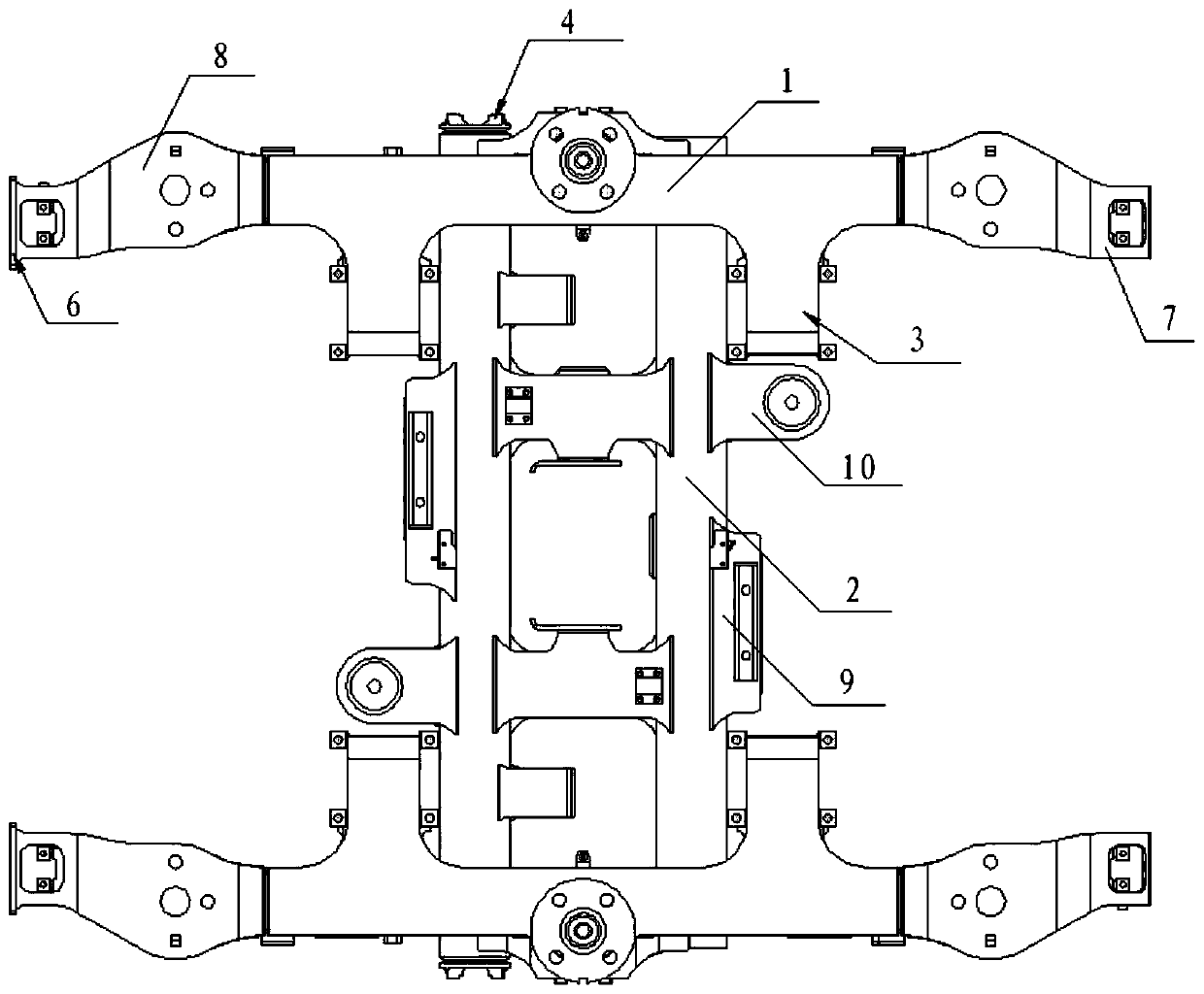 A variable gauge bogie frame and a variable gauge bogie