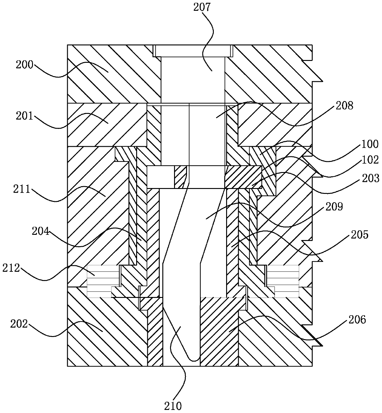 Die with undercut exit structure with bore sidewall