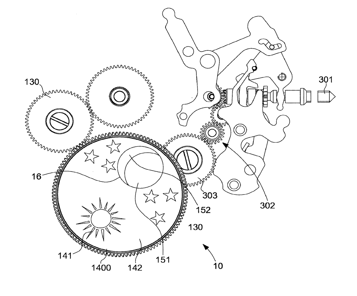 Moon phase display mechanism