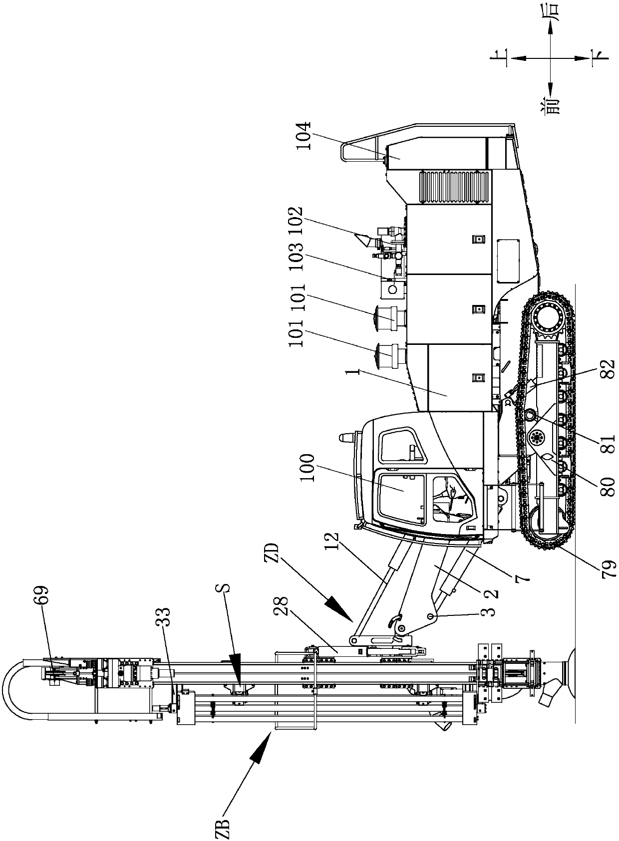 High-speed hydraulic drilling rig with monomotor