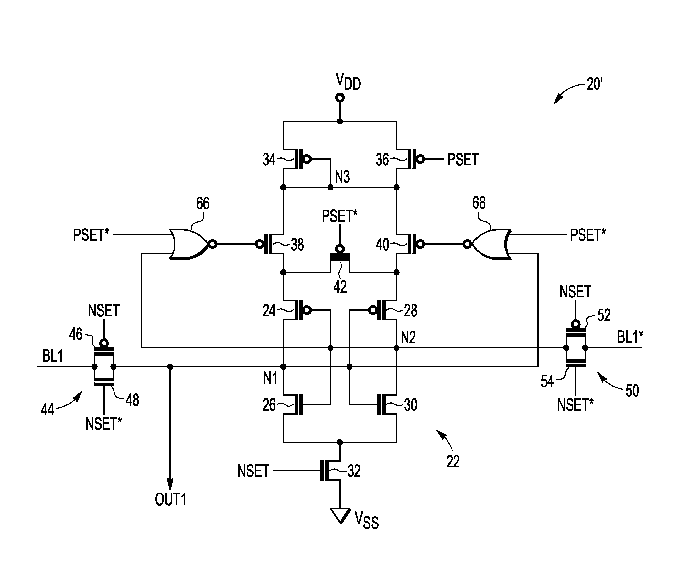 Memory having a latching sense amplifier resistant to negative bias temperature instability and method therefor