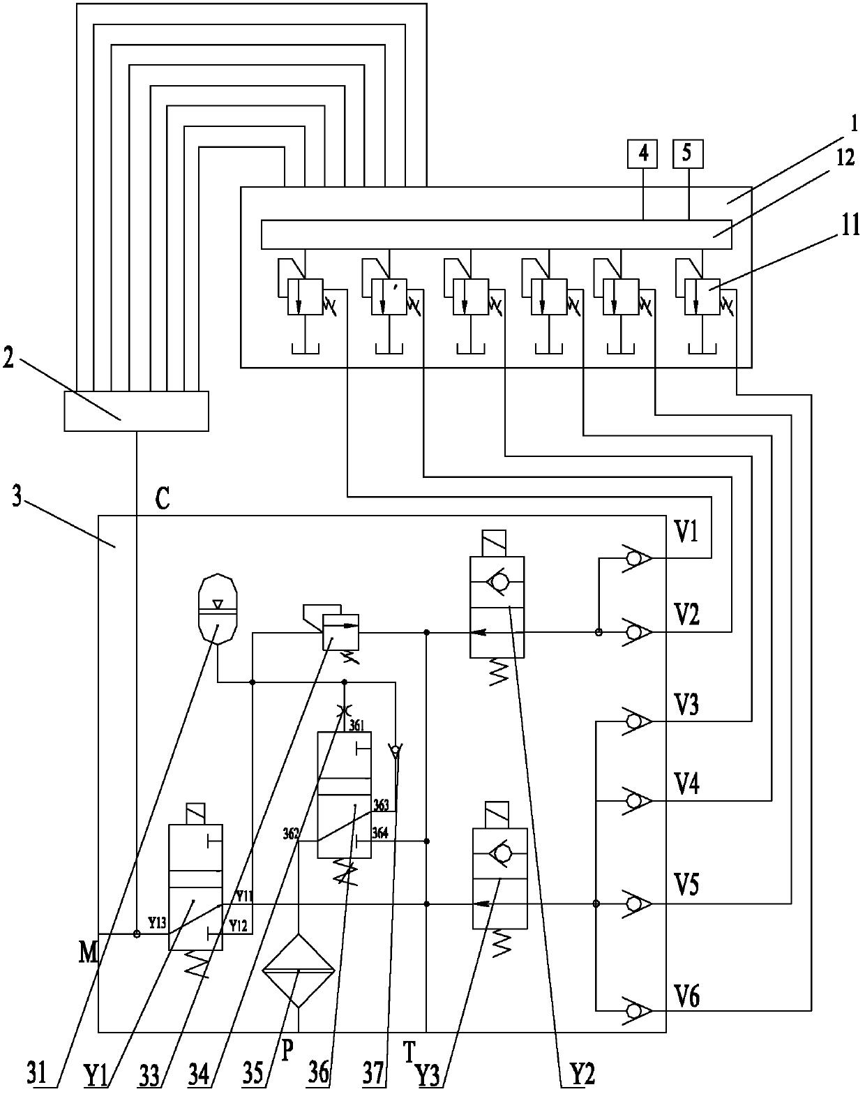 Hydraulic control system, hydraulic control module thereof and engineering machinery with hydraulic control system