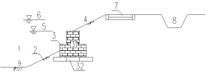 Town-level river channel composite ecological revetment structure