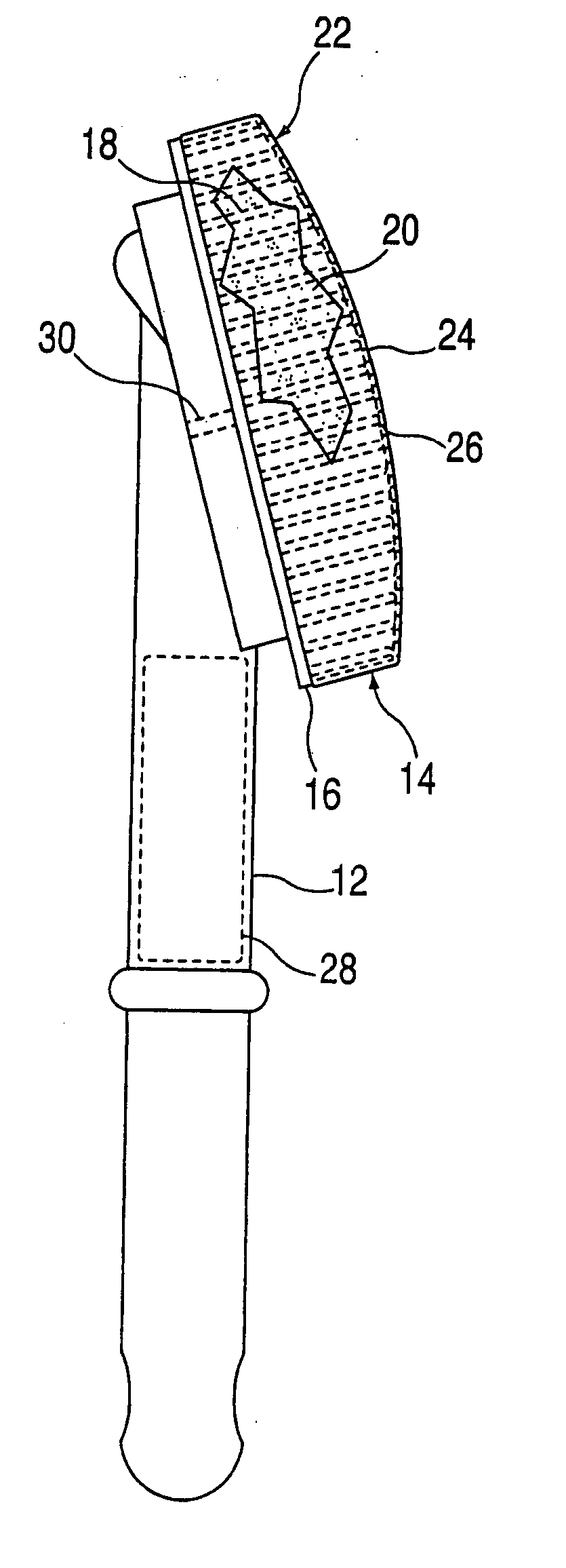 Self-cleaning brush with a flexible matrix