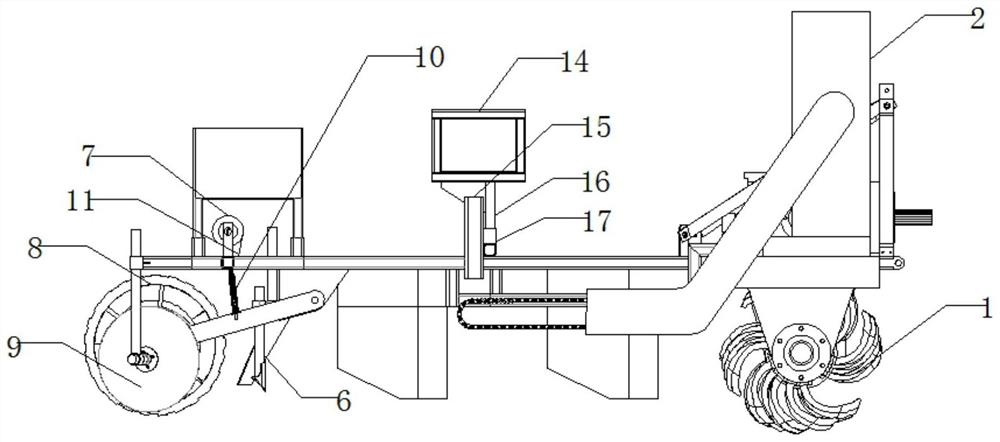 Rotary tillage oblique movement type six-row codonopsis pilosula film mulching and fertilizing planter