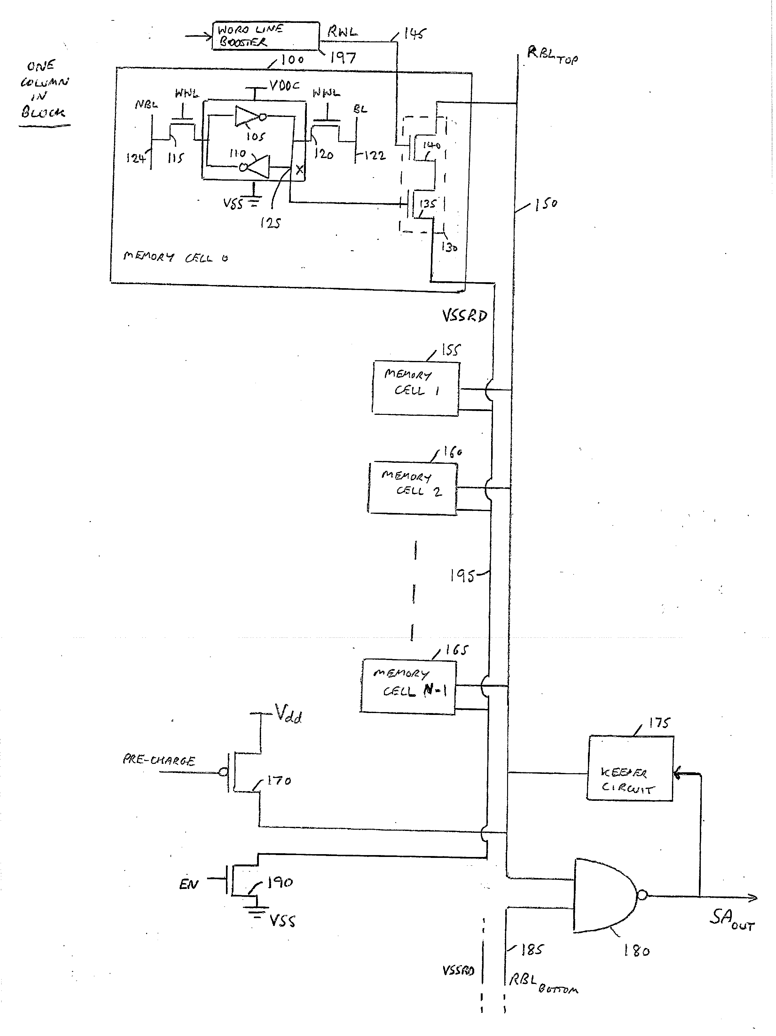 Memory device and method of controlling leakage current within such a memory device