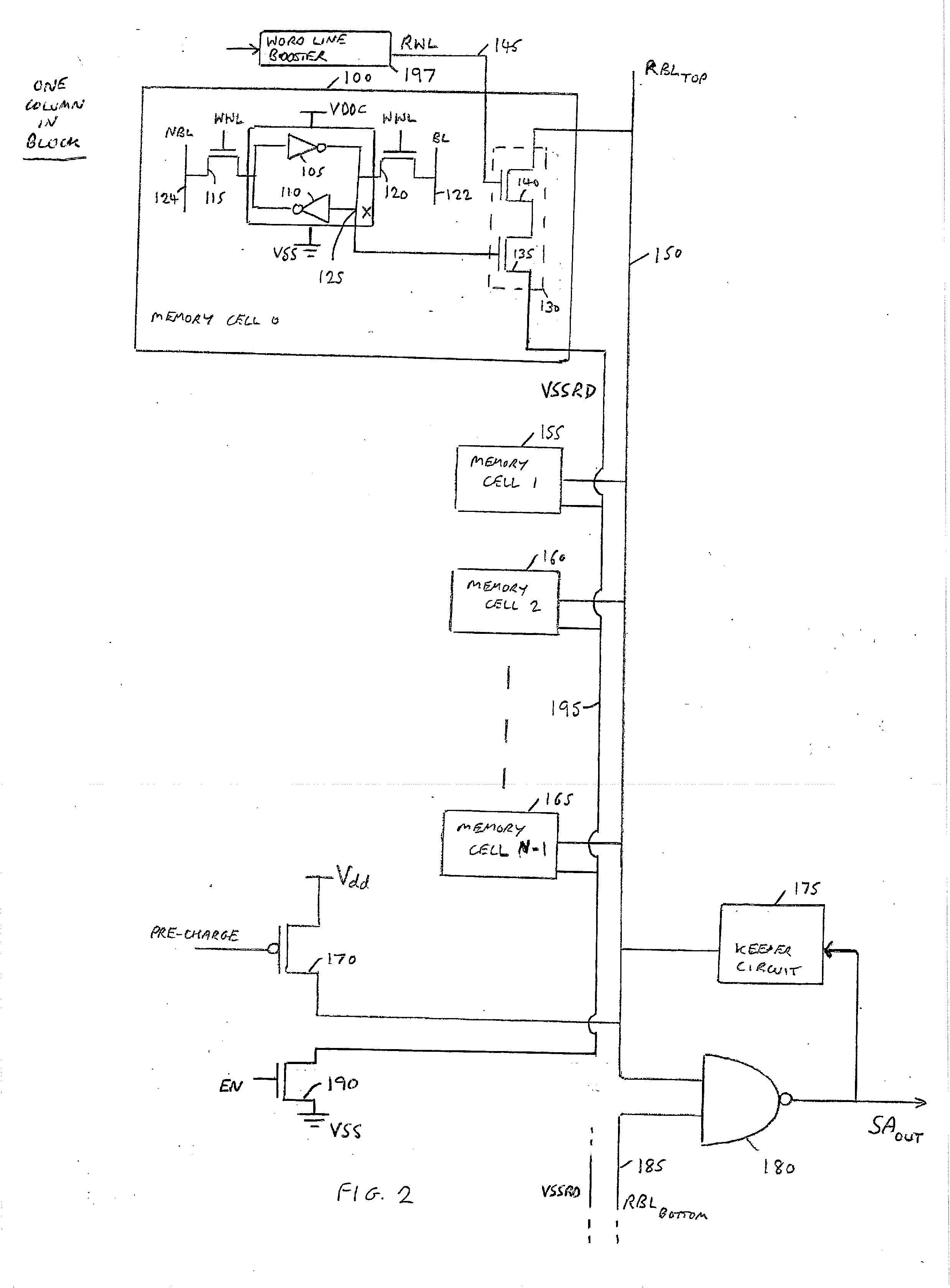 Memory device and method of controlling leakage current within such a memory device