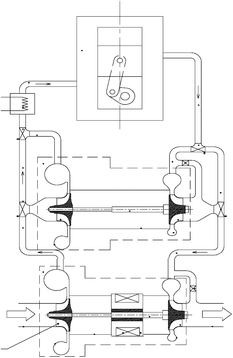 Electricity-auxiliary two-stage supercharging system capable of reusing exhaust gas