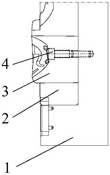 Mold with mold insert replaceable from front