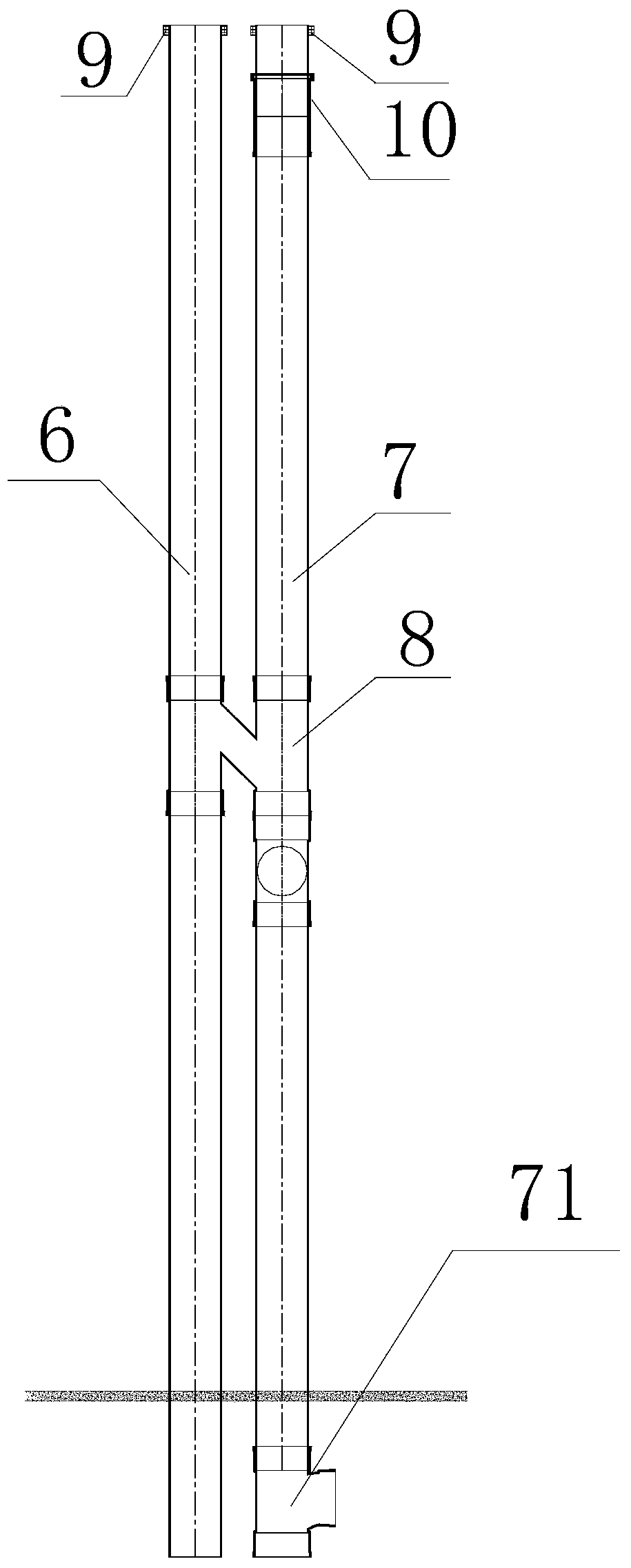 The connection structure and method between the pressure-free pipes on the upper and lower floors of the module