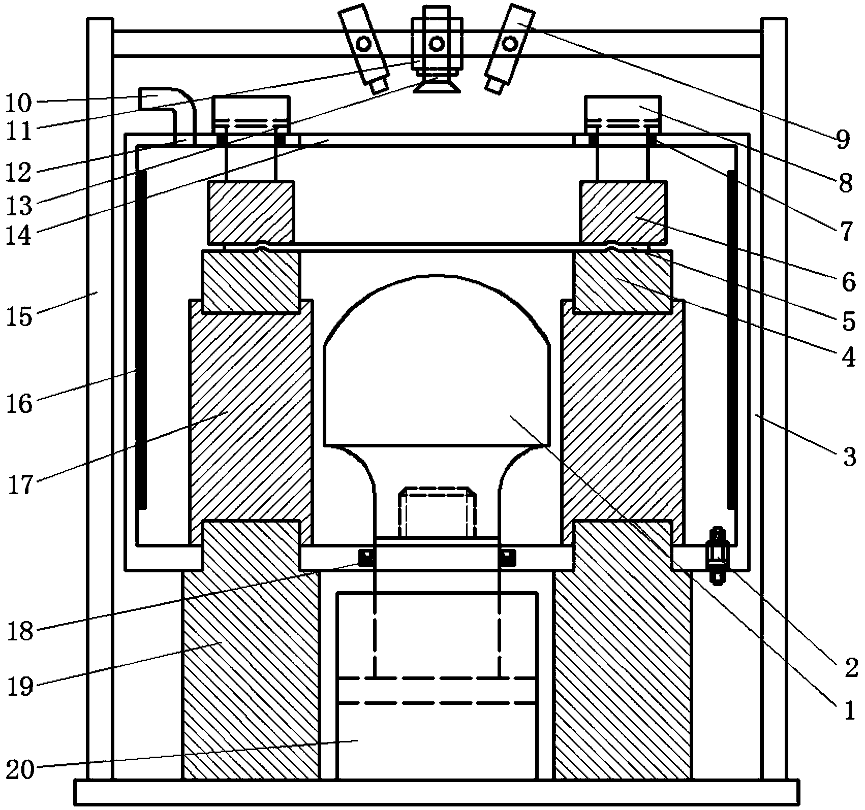 Thermal forming limit experimental device for metal sheet and testing method