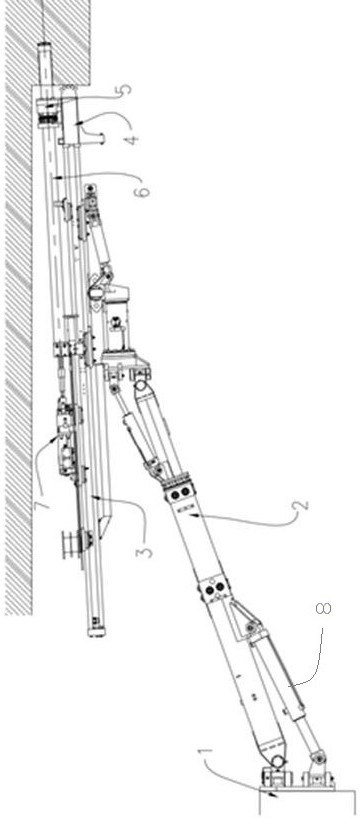 Pipe shed drill jumbo with steel pipe extrusion connector