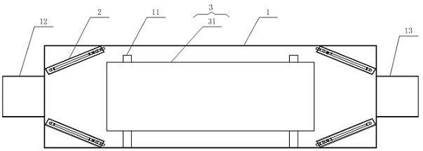 Airflow auxiliary heating device utilizing inclined plane in box body