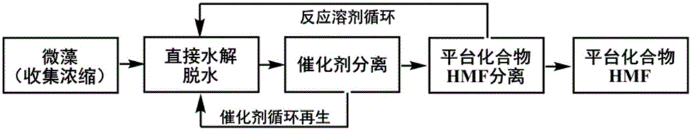 Method of taking microalgae as raw material to prepare 5-hydroxymethyl furfural