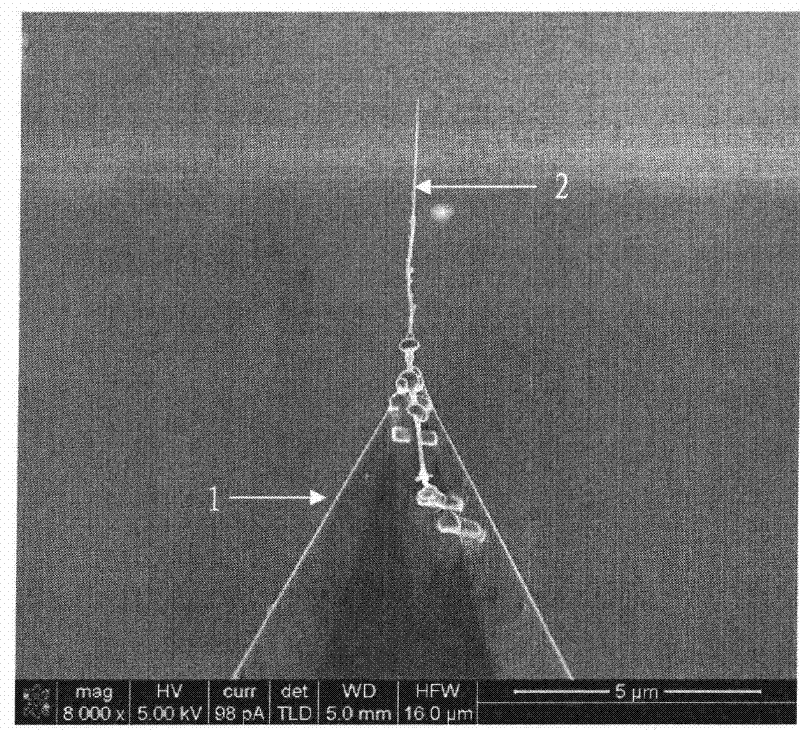 Method for electric discharge machining of micronanometer three-dimensional structure of nanowire or nanotube and system thereof