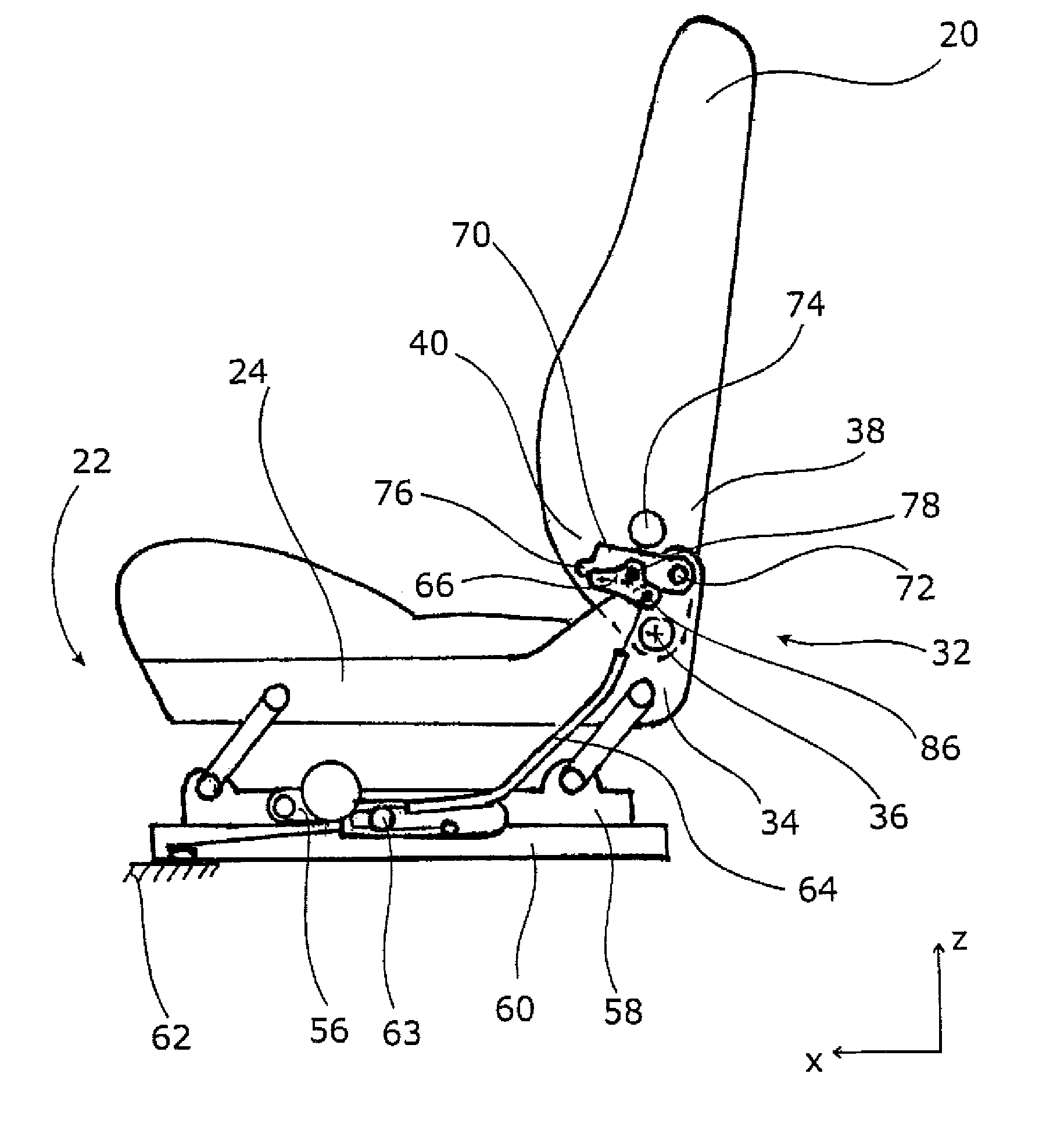 Forwardly movable motor vehicle seat