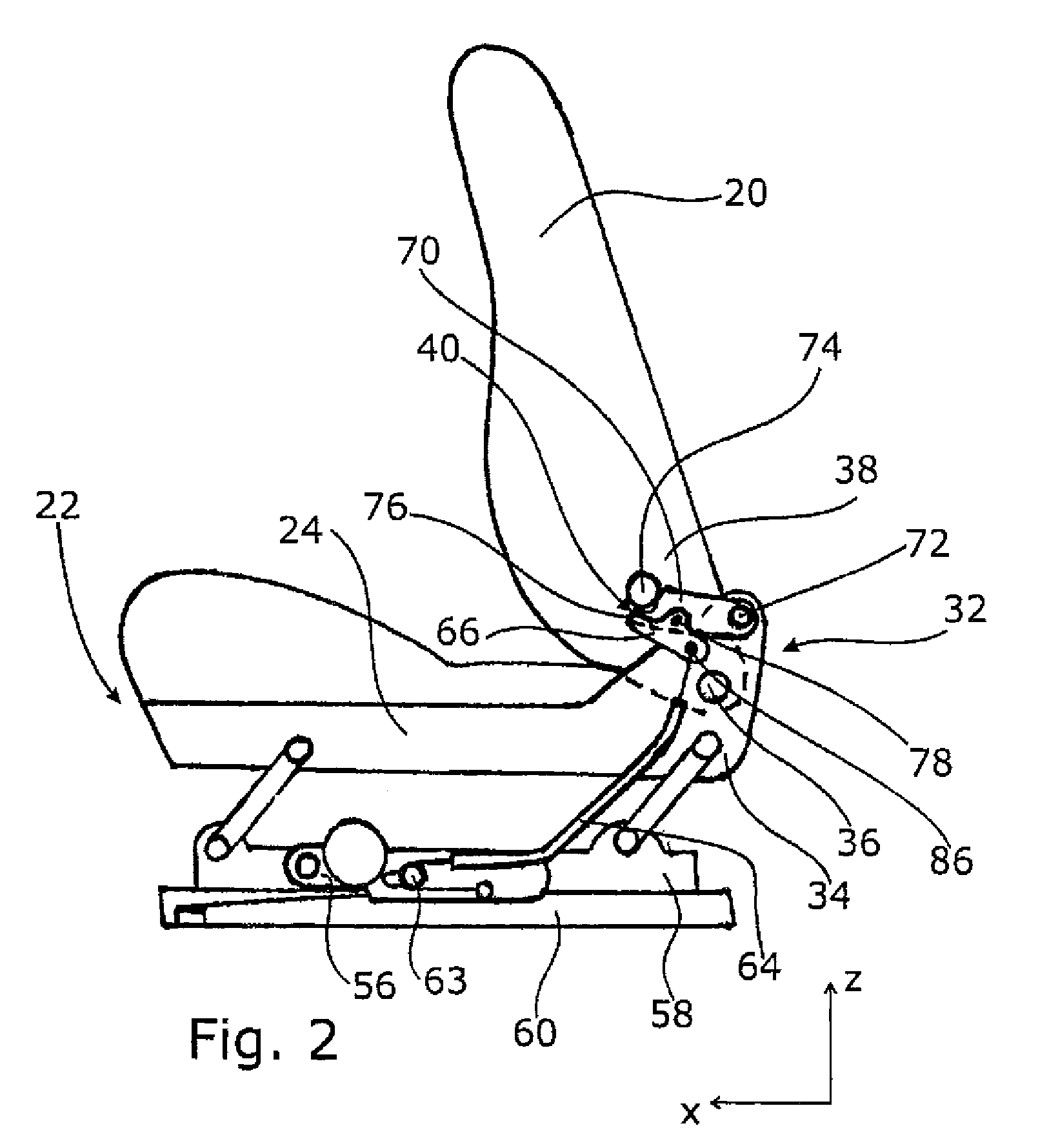 Forwardly movable motor vehicle seat