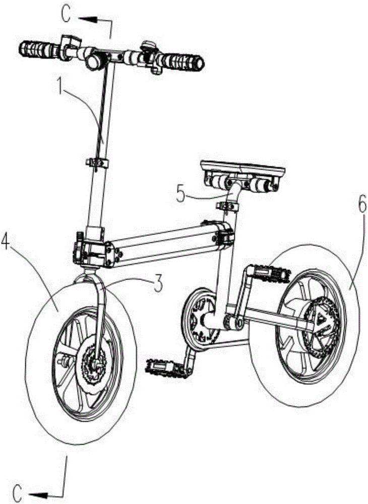 Foldable electric bicycle and foldable bicycle frame thereof, as well as folder for bicycle