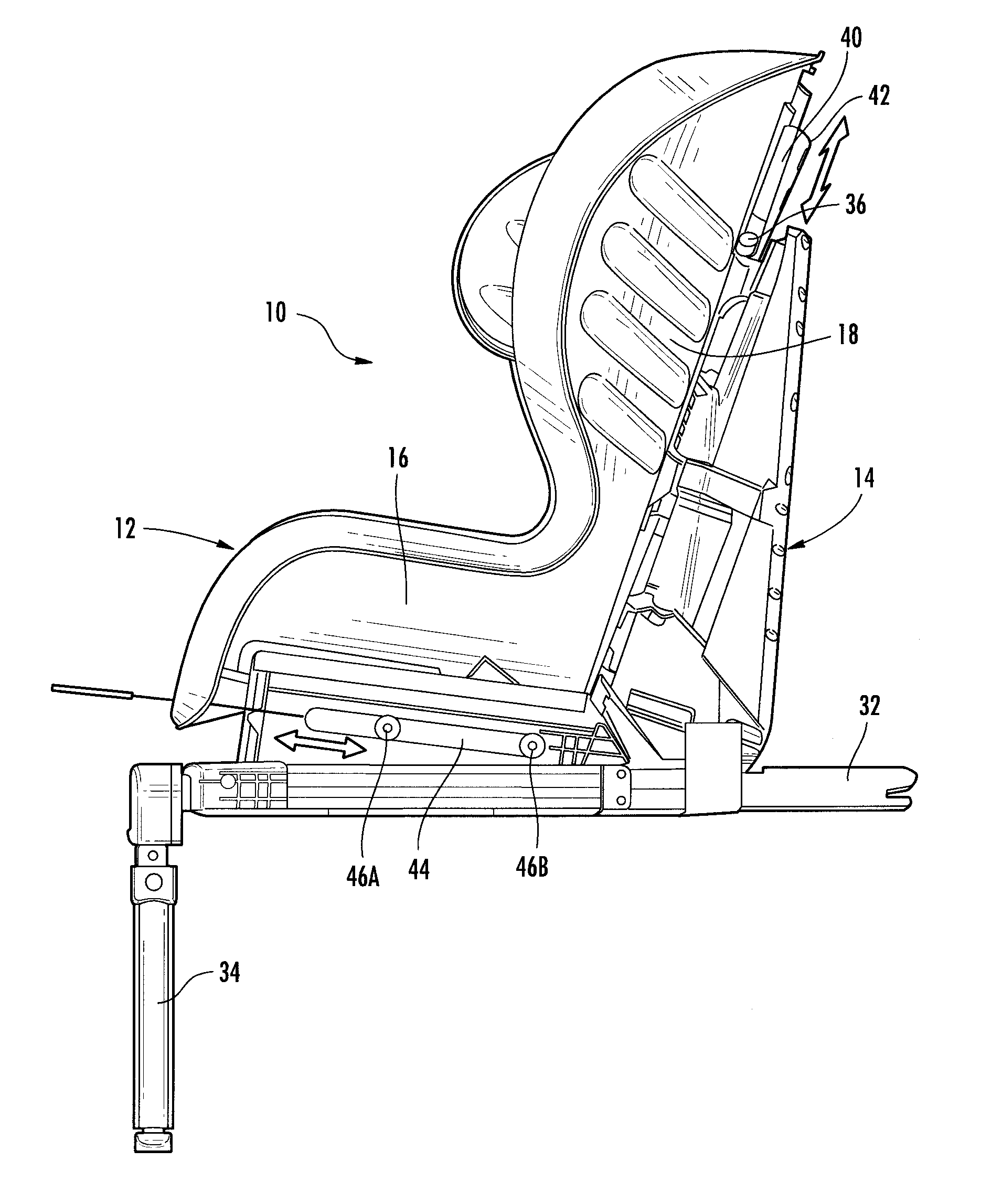 Crash indication system for a reclining ride down child seat