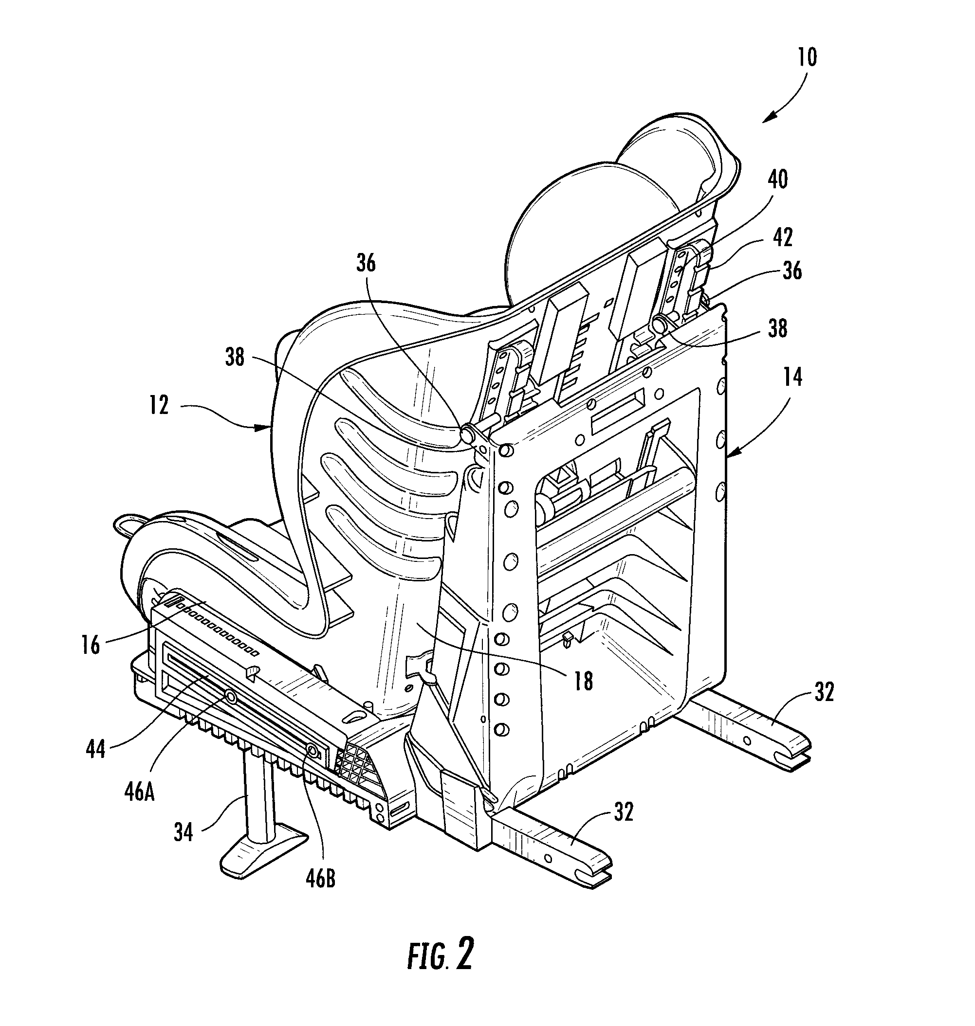 Crash indication system for a reclining ride down child seat