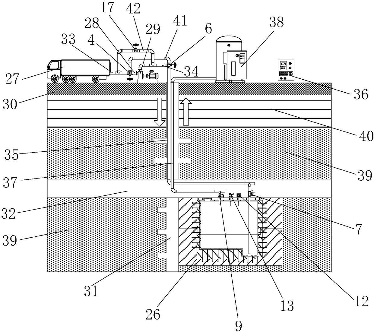 System for storing energy into deep well and construction method thereof